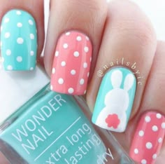 www.prettydesigns.com 25-bunny-nail-designs-spring-mani Wonder Nails, Easter Nail Art Designs, Nails Easter, Bunny Nails, Easter Nail Designs, Easter Nail, Easter Nail Art, Nail Swag, Spring Nail Art