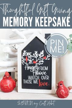 a chalkboard sign that says, through the gift giving memory keepsake