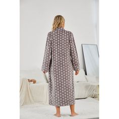 Sleepwear Women's Zipper Front Robe Full Length Duster Bungalow Rose Size: M, Color: Brown | Bungalow Rose Girl Mid-Calf Bathrobe w / Pockets 44.0 H in white / Polyester in Brown | Wayfair House Night, Rose Girl, Bungalow Rose, Sleepwear Women, Mid Calf, Front Zipper, Bungalow, Full Length, Zipper