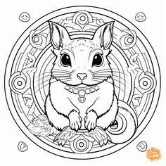 illustration of Chipmunk-inspired mandala coloring page Forest Critters, Little Forest, Spirit Animals, Mandala Coloring Pages, Mandala Coloring