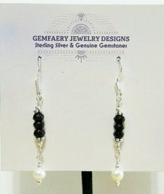 ***Handmade Sterling Silver Faceted Natural SPINEL with CULTURED PEARL Gemstone Dangle Earrings...USA Made ***Genuine Black Spinel Gemstone Beads.  Gemstones measure approximately 4 mm diameter.   Cultured Pearl 4 mm Accent Bead ***Sterling Silver Findings, Wires, Beads ***Earring measure approximately 2 inches long, including wire.  ***These are natural, mined gemstones, not man-made. There are no anti-tarnish chemicals used on this jewelry. The Sterling Silver has no nickel. Retail value: $199.99. Handmade in USA in Kearney MO; Gemfaery Jewelry Designs. Guaranteed new. Check out my other items! · I will combine multiple auctions.   Shipping $FREE USA; outside the USA, shipping is $12.00.  All non-USA countries must pay using PayPal.com payments. Within the USA PayPal payments (preferred) Elegant Handmade Adjustable Beaded Earrings, Elegant Round Beaded Earrings With Natural Stones, Elegant Beaded Earrings With Natural Stones For Gift, Artisan Jewelry Earrings, Spinel Gemstone, Handcrafted Artisan Jewelry, Black Spinel, Pearl Gemstone, Handmade Sterling Silver