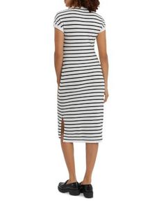 Nom Maternity Lydia Stripe Maternity Dress Maternity Dresses With Ruched Details, Maternity Ribbed Dress, Ribbed Fitted Maternity Dress, Ruched V-neck Maternity Dress, Maternity V-neck Dress With Ruched Details, Maternity Dresses, Blue Stripes, Nom Nom, Dresses Online