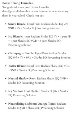 Redken Shades Eq 10ag, Redken 8gi Shades, Redken Seq Formulas, Redken Shades Eq 7nch, 6nch Redken, Redken Formulas