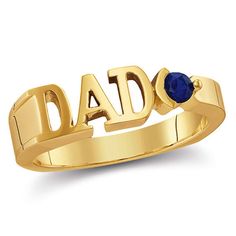 honor Dad with a customized ring that dazzles. Crafted in your choice of silver or gold, this bold look features the uppercase word "dad" as a handsome cutout, while the 3.5mm birthstone you select completes the style. Polished to a bright shine, this charming design reminds him of your love. Sterling silver rings cannot be resized after purchase. Dad Ring, Zales Zales, Peoples Jewellers, Personalized Rings, Pearl Types, 3 Things, Stone Settings, Custom Rings, Wooden Toy Car