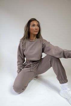 Pea Street has handmade the best quality loungewear for you peas. This taupe crop brush back sweatshirt jumper is super cute to go with the matching joggers and crop top. Ribbed collar and cuffs. model size 8-10 wearing size 10 handmade to order, high quality fabric. Relaxed Fit Long Sleeve Crop Top For Loungewear, Trendy Cropped Sweater With Ribbed Cuffs For Loungewear, Long Sleeve Relaxed Fit Crop Top For Loungewear, Cotton Crop Top For Winter Loungewear, Oversized Long Sleeve Crop Top For Loungewear, Winter Loungewear Crop Top With Crew Neck, Sporty Winter Loungewear Crop Top, Winter Athleisure Crop Top For Loungewear, Casual Cropped Sweats For Loungewear