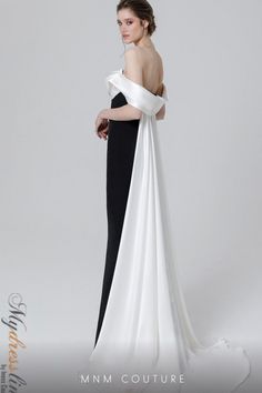 MNM Couture N0456 Dress White And Black Dress, Mnm Couture, Off Shoulder Evening Dress, Occasion Outfit, White Mermaid, Lace Evening Gowns, Black Tie Gala, Unique Prom Dresses, Feather Dress