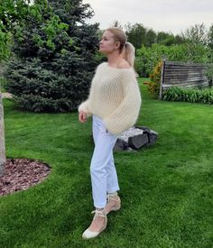 Soft cozy lightweight mohair sweater handknitted sweater | Etsy Cozy Mohair Knit Sweater, Cozy White Mohair Sweater, Elegant Mohair Winter Sweater, Oversized Cozy Mohair Sweater, Mohair Long Sleeve Chunky Knit Sweater, Fluffy Cardigan, Pull Mohair, Beige Pullover, Woolen Sweaters