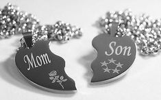 SOLID STAINLESS STEEL MOM SON SPLIT HEART NECKLACES LOVE FREE ENGRAVING BRAND NEW SOLID STAINLESS STEEL BEAUTIFUL SPLIT HEART TAG NECKLACES HIGH SHINE HEAVY DUTY, THICK, MOM ROSE IMAGE/SON FIVE STAR IMAGE. IF YOU WOULD LIKE NAMES PLEASE SEND IN MESSAGE WITH PURCHASE/UNDER COMMENT OR CONTACT SELLER YOUR NAMES, THAT SIMPLE! OR RECEIVE THE ABOVE MOM SON VERSION.CHAIN IS BEAUTIFUL, YOU CAN NOT MISS THESE. HAD MINE ON THE OTHER DAY AND WAS STOPPED IN THE STORE BY WOMEN EVERYWHERE:)!!! YOU WILL NOT FI Rose Image, Artisan Jewelry Necklaces, Mom And Son, Oil Diffuser Necklace, Heart Necklaces, Essential Oil Necklace Diffuser, Rose Images, Mom Son, Heart Tag