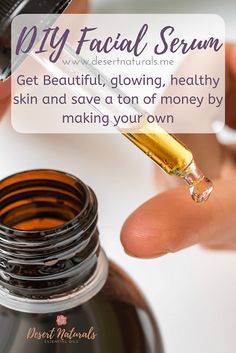 Get beautiful, glowing and healthy skin and save a ton of money by making your own DIY facial #serum. Just a few nourishing ingredients like jojoba oil and essential oils can make a difference in your #skincareroutine, and you can feel good knowing that there is nothing synthetic, toxic, or damaging to your skin. Customize the serum to your skin type. Make it hydrating for dry skin, oil fighting for acne, anti-aging, or healing for inflammation or redness. #diy#beauty #diybeauty Facial Serum Diy, Face Serum Recipe, Natural Face Serum, Diy Serum, Essential Oils For Face, Essential Oil Beauty, Skin Care Routine For 20s, Skin Oil