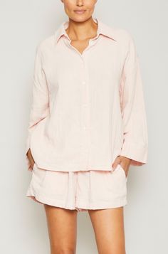 Spring Long Sleeve Sleep Tops, Long Sleeve Tops For Spring Sleep, Long Sleeve Sleep Tops For Spring, Feminine Long Sleeve Sleepwear For Relaxation, Pink Long Sleeve Blouse For Loungewear, Long Sleeve Tops For Summer Lounging, Feminine Relaxed Fit Sleep Tops, Feminine Relaxed Fit Tops For Sleep, Feminine Tops For Sleep With Relaxed Fit