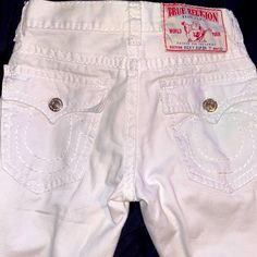 These Are Ricky Super T True Religion Jeans, These Jeans Are One Of True Religions Top Tier Jean Types, If You Look Closely In The Second Picture You’ll Notice A Small Spot Inside The Waist, But I’m Sure It’ll Come Out. White True Religion Jeans, True Religion Ring, True Religion Cargo Pants, Jeans True Religion Woman, True Religion Men, Types Of Jeans, Mens Straight Jeans, True Religion Jeans, True Religion