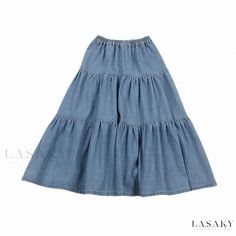 Lasaky - Chic Solid Color Water-washed Denim Skirt - Midi-Length Cake Skirt or Umbrella Skirt Aesthetic Cake, Skirt Aesthetic, Cake Skirt, Umbrella Skirt, Umbrella Designs, Dress Cake, Dance Skirt, Half Skirt, Elegant Skirt