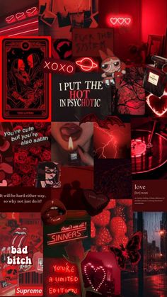 a collage of red and black images with the words i put the in psychic