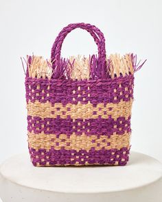 Berry Picnic Tote Bag With Handles, Summer Tote Bags For Picnic, Rectangular Summer Bag For Picnic, Pink Square Beach Bag For Vacation, Square Pink Beach Bag For Vacation, Summer Rectangular Picnic Bag, Rectangular Summer Picnic Bag, Purple Summer Bags With Braided Handles, Handwoven Pink Summer Bag