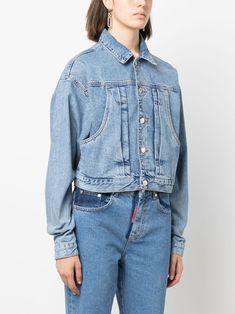 Cropped Cotton Denim Jacket With Patch Pockets, Denim Cropped Jacket With Pockets, Denim Blue Cropped Jacket With Pockets, Cropped Denim Blue Jacket With Pockets, Cropped Denim Jacket With Patch Pockets For Spring, Cropped Denim Blue Jacket With Buttons, Cropped Light Wash Denim Jacket With Pockets, Cropped Light Wash Denim Jacket, Cropped Denim Jacket With Button Closure