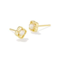 With the Lydia Stud Earrings, you'll have the timeless studs of your dreams. Designed after the Kendra Scott medallion logo, these earrings feature delicate pearls for an eye-catching iridesence and classic shine. To preserve your fashion jewelry for years to come, agents such as soaps, perfumes, lotions, makeup, hair and cleaning products, and other chemical contact should be avoided. Take care to remove jewelry before showering, sleeping, exercising or swimming. Kendra Scott is known for its d Accessories Jewelry Earrings, Stud Earrings Set, Pearl Stud Earrings, Makeup Hair, Pearl Studs, Cleaning Products, Gold Pearl, Gold Earrings Studs, Kendra Scott