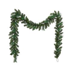 a christmas garland with pine needles on white background