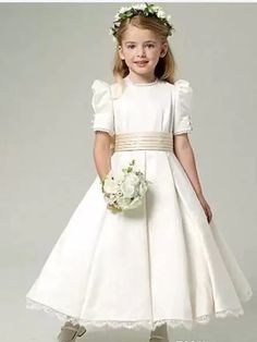 A-Line Ankle Length Flower Girl Dress First Communion Girls Cute Prom Dress Satin with Sash / Ribbon Royal Style Fit 3-16 Years 2023 - US $69.99 Cute Prom Dress, Prom Dress Satin, Vintage Flower Girls, Flower Girl Dresses Vintage, Long Flower Girl Dresses, Satin Flower Girl Dress, Cheap Flower Girl Dresses, Girls Dresses Online, Ivory Flower Girl