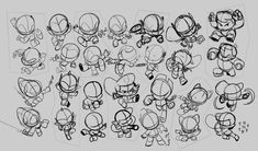 an image of some cartoon character sketches