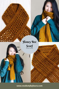 the honey bee scarf crochet pattern is shown