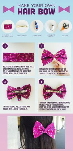 the instructions for how to make a bow tie with hair clippings and scissors