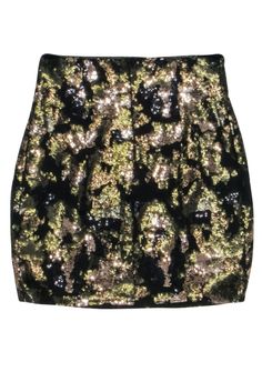 Unleash your fashion flair with a fun and flirty sequin skirt from IRO. It's an ideal choice for a night out with the girls or a romantic rendezvous with your significant other. Pair it with a black top and strappy heels for a captivating look that's sure to turn heads. Size 2 (FR 34) Shell 100% Polyester Lining 100% Polyester Concealed center back zipper closure Black and green sequin print Waist 25” Total length 17” Black Mini Skirt With Contrast Sequin For Night Out, Chic Sequined Mini Skirt For Night Out, Glamorous Skirt For Night Out And Party Season, Glamorous Skirt For Party Season Night Out, Glamorous Skirt For Party Season And Night Out, Glamorous Holiday Mini Skirt, Glamorous Black Mini Skirt With Contrast Sequin, Sequin Skirt For Night Out In Fall, Glamorous Sequin Skirt For Night Out