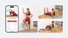 a woman is doing yoga on her phone