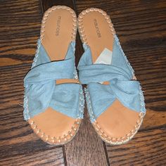 New With Tags. Size Seven Denim Blue. Super Cute. I Have White Pair Listed Too. Bundle And Save!! Smoke Free Home D54 Casual Light Blue Sandals For Vacation, Denim Blue Denim Sandals For Vacation, Blue Denim Beach Sandals, Blue Denim Sandals For Vacation, Denim Blue Beach Sandals, Denim Blue Sandals For Vacation, Denim Blue Slip-on Sandals For Summer, Beach Denim Blue Sandals, Blue Denim Sandals For The Beach