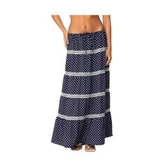 in stock Tiered Maxi Skirt, Maxi Skirt, Polka Dot, Polka Dots, Pick Up, In Store, Buy Online, Skirt, Navy