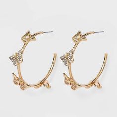 Sugarfix By Baublebar Crystal Wings Butterfly Hoop Earrings - Gold : Target Chic Updo, Crystal Wings, Wing Butterfly, Butterfly Hoop Earrings, Wings Butterfly, Disney Earrings, Minnie Mouse Earrings, Butterfly Earrings Gold, Ear Crawler Earrings