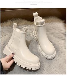 New Chunky Boots Fashion Platform Women · KoKo Fashion · Online Store Powered by Storenvy Winter Chelsea Boots, Beige Boots, White Ankle Boots, Mid Heel Boots, Heeled Chelsea Boots, Dr Shoes, Gothic Shoes, Botas Chelsea, Black Platform Shoes