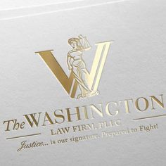 the washington law firm logo is shown on a piece of paper with gold foiling