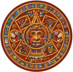 an image of a sun god with many faces on it's face in the center of a circle