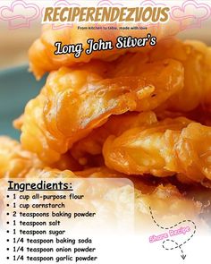 the recipe for long john silver's is shown on a plate with instructions to make it