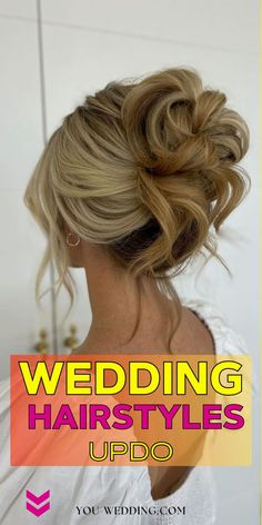 wedding hairstyles updo with text overlay