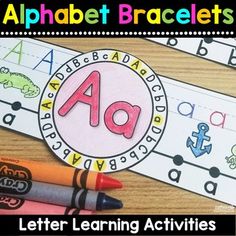 an alphabet and letter learning activity with crayons