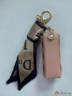 BirdinBag - Korean Fashion Twilly Scarf Key Chain Lipstick Storage Bag Pendant Trendy Rectangular Bag Charm Gift, Elegant Rectangular Bag With Keychain, Beige Rectangular Shoulder Bag As Gift, Multifunctional Rectangular Bag With Detachable Strap, Trendy Rectangular Bag Charm For Everyday, Chic Rectangular Bag For Personal Use, Elegant Rectangular Bag Charm, Multifunctional Rectangular Bag For Gifts, Multifunctional Rectangular Bags Ideal For Gifts