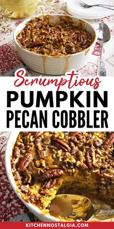 this pumpkin pecan cobbler is so delicious and easy to make