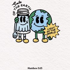 an image of two cartoon characters with the words, be the earth on it's back