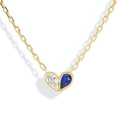 A modern take on a heart design, the sweetheart necklace is the perfect personalized style. Customize with your favorite color or gemstones of your choice. Available in 18K Yellow Gold Gemstone weight = approx. 0.20 carats each Pendant = 9 x 6.5mm Diamond =F-G+ SI1+ Chain length = 16in Colored stones are natural and color may slightly vary Certain gemstones are cabochon cut or faceted cut For custom orders please contact info@stephaniegottlieb.com This item is FINAL SALE Heart-shaped Sapphire Necklace For Formal Occasions, Heart-shaped Sapphire Necklace For Formal, Heart Cut Birthstone Necklace In Fine Jewelry Style, Elegant Heart Cut Birthstone Necklace, Sapphire Heart Pendant Necklace For Anniversary, Anniversary Sapphire Heart Pendant Necklace, Yellow Gold Heart Necklace With Gemstone, Elegant Double Heart Gemstone Necklaces, Fine Jewelry Sapphire Heart Cut Necklace