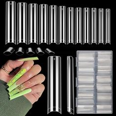 Nail Materials, Acrylic Nails Professional, Long French Nails, Clear Nail Tips, Nails Professional, Tapered Square Nails, Curved Nails, Clear Nail, Gel Nail Tips