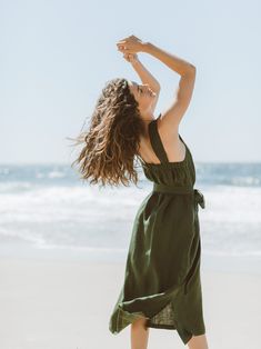 "ELLIDY is a simple strap linen dress with belt. DETAILS - Sleeveless design - Spaghetti straps - Self-tie belt - 100% lightweight European linen fabric - Cut and sewn to order just for you in our studio COLOR - Forest Green, you can also choose other colors above - Fabric samples are available here https://www.etsy.com/listing/586569696/linen-fabric-samples SIZING & FIT - Fits true to size - Bust is approximately 33 inches / 84 cm - Hips is approximately 40 inches / 102 cm - Length is appro Wide Leg Linen Trousers, Linen Crop Top, Studio Color, Linen Crops, Summer Linen Dresses, European Linens, Black Bralette, Dress With Belt, Mini Dresses Summer