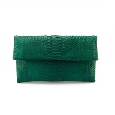 Handcrafted genuine python skin fold over clutch. Snake leather, with its light, durable and soft nature, makes it an exceptional material to use to make almost any kind of bag, accessory or apparel. Being handcrafted, each piece will vary slightly in its colour and pattern. Extremely versatile, you can carry the clutch practically anywhere, everywhere! Dimensions: Length 28cm; Height 16cm Material: Exterior - Hand dyed python leather in moss green - Concealed magnetic closure Interior - Soft fa Green Luxury, Crystal Handbag, Python Bags, Fold Over Clutch, Green Clutches, Clutch Bag Wedding, Snake Skin Bag, Luxury Clutch, Python Skin