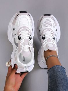 Girly Shoes Sneakers, Chunky Sneakers Outfit, Shoes Heels Classy, Sport Shoes Women, Wide Fit Shoes, Women Shoes Online, Girly Shoes, Sneakers For Women