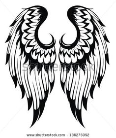 black and white angel wings tattoo design on a white background stock photo, images and royalty illustrations