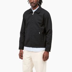 The Modular Jacket is based on the classic Harrington design, an unlined jacket made of 250g (Approx) cotton and polyester twill. Resistant and light at the same time, its use is recommended for the warmer months. Adjustable cuffs and hem, finished with brand details on the side pocket. Unlined Jacket, Carhartt Jacket, Carhartt Wip, Side Pocket, Black