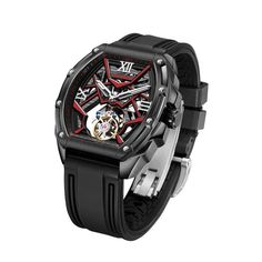 Men Double-sided Hollow Manual Tourbillon Mechanical Sapphire Luminous Luxury Watch  -  GeraldBlack.com Wind Movement, Tourbillon Watch, Mechanical Hand, Hollow Design, Sports Watch, Mens Luxury, Rubber Band, Watch Movement, Mechanical Watch