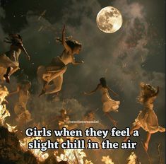 some girls are jumping in the air with fire