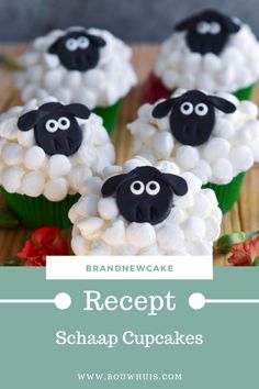 some cupcakes that have been made to look like sheep