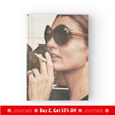 High-quality hardcover journal with wraparound print. 128 pages in ruled, graph or blank options. Vintage photo of iconic Jackie Kennedy Onassis smoking Jackie Oh, Jacqueline Bouvier, Aristotle Onassis, Jackie O Style, Lee Radziwill, Jackie Onassis, Elegante Y Chic, Diana Vreeland, Norma Jeane